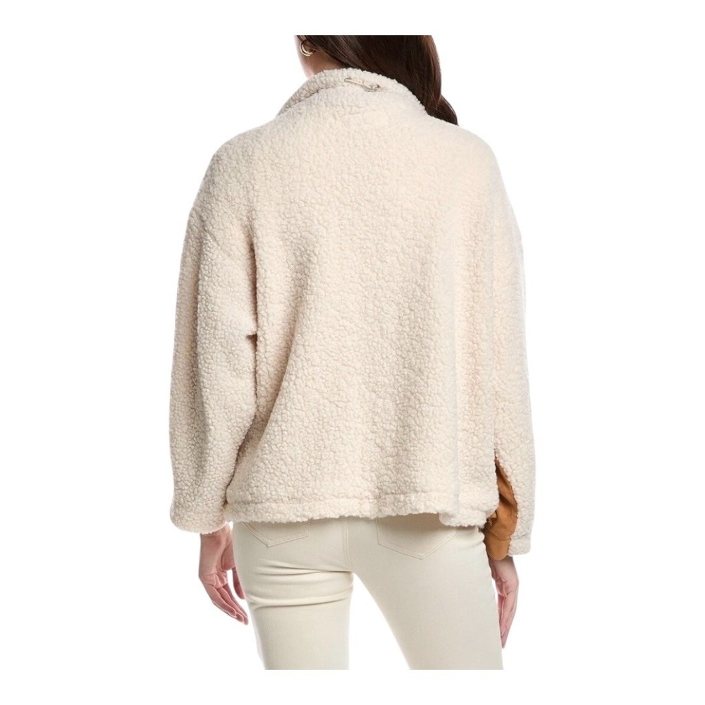 BLANKNYC Faux Suede Sherpa Jacket Womens Large Brown Cream‎ Mixed Media Zip NWT - Picture 16 of 16